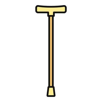 Walking stick providing support aiding mobility icon Stock Illustration