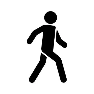 Walking stickman icon in flat style. Stock Illustration