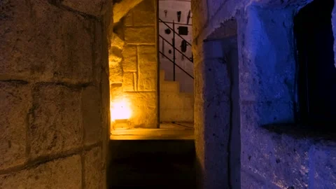 Walking in a Stone Cave 库存影片 219414261