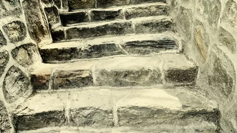 Walking Up the Stone Stairs Stock Footage 314946755