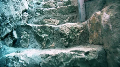 Walking up the stone steps in the fortress 스톡 동영상 138086559