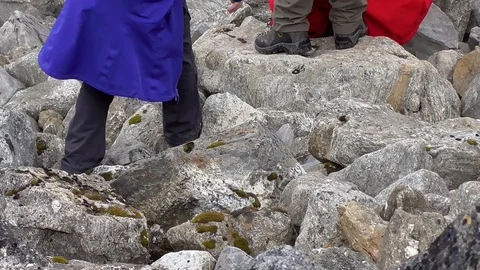 Walking on stones Stock Footage 92163875
