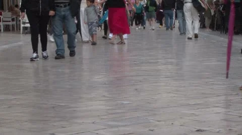 Walking in Stradun Dubrovnik Stock Footage 8924337