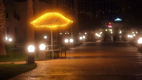 A walking street with beautiful lighting. Stock Footage 295228045