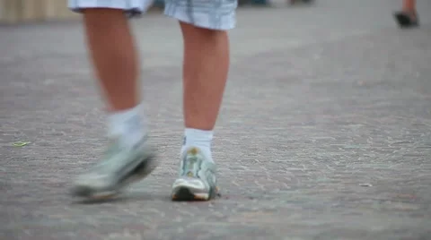 Walking on the street Stock Footage 8600462