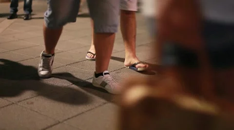 Walking on the street Stock Footage 8600580