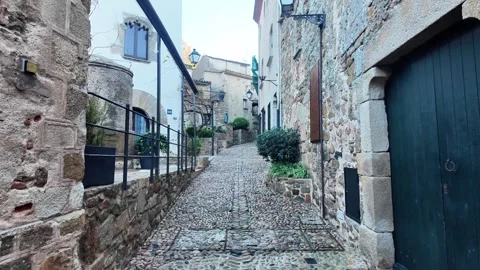 Walking on the street of the old town Stock Footage 265520159