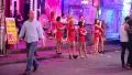 Walking Street is red-light district with many restaurants, go-go bars, brothels HD Footage