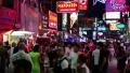 Walking Street is red-light district with many restaurants, go-go bars, brothels HD Footage