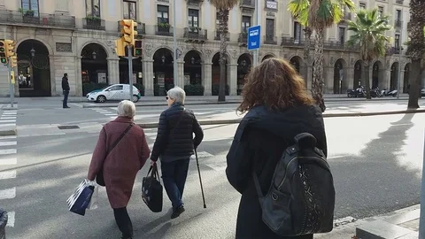 Walking At The Streets Of Barcelona Stock Footage 102394112