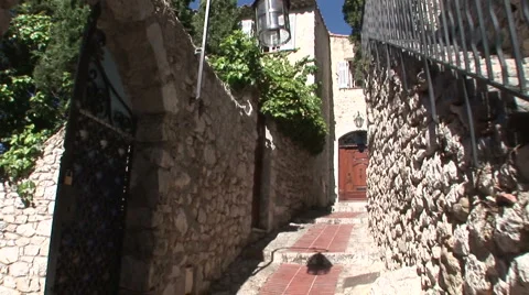 Walking up the streets of Eze Stock Footage 993794