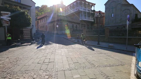 Walking on the streets of Tbilisi Stock Footage 52850802