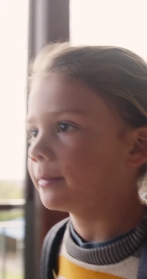 Walking, student or child with thinking at academy, learning journey or lesson Stock Footage 335942590