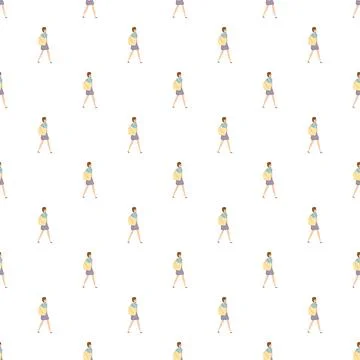 Walking student seamless education pattern background Stock Illustration