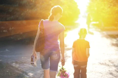 Walking on sunrise Stock Photos
