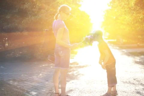 Walking on sunrise Stock Photos