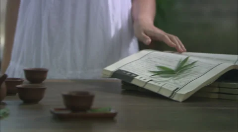 Walking by tea table Stock Footage 30476971