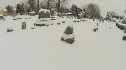 Walking though Cemetery in Winter (Part 4) Stock Footage