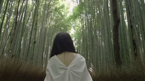 Walking though old Bamboo forest in Kyoto Vídeo Stock 76541330