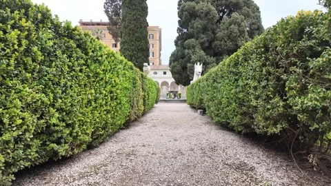 Walking Through Ancient Garden In Baths Of Diocletian Rome Video stock 332873222