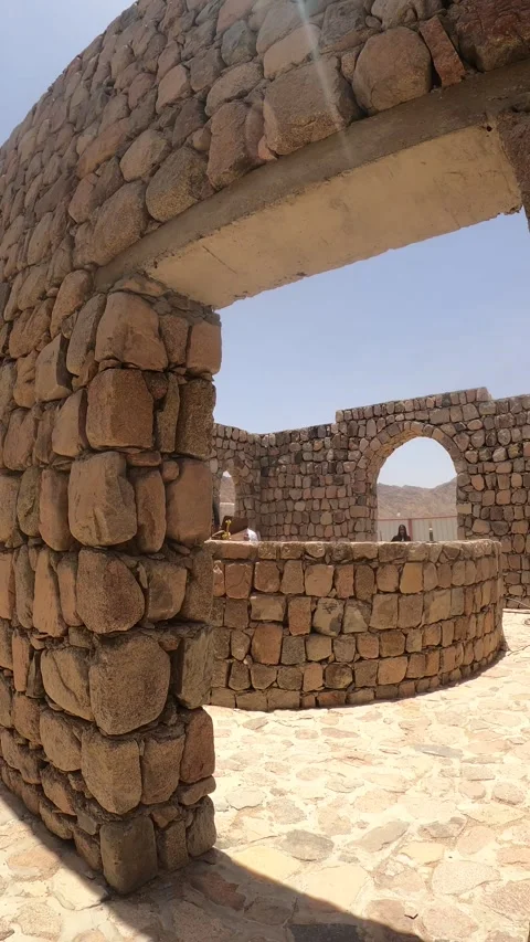 Walking Through Ancient Stone Ruins and Courtyard Stock Footage 346194601