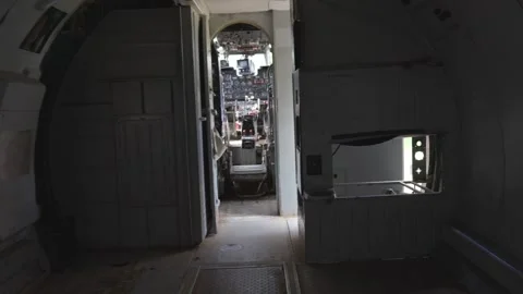 Walking Through Antonov AN-26 Cargo Area Towards Cockpit Video stock 278266206