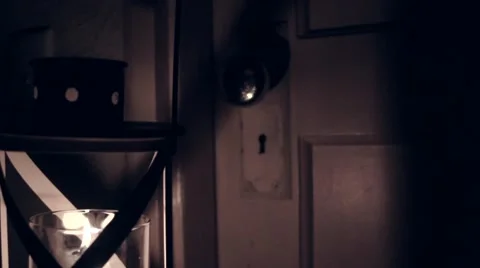 Walking through a building with a lantern. Stock Footage 68357166