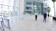 Walking Through Business Lobby To Greet Client, Pov Shot Stock Footage