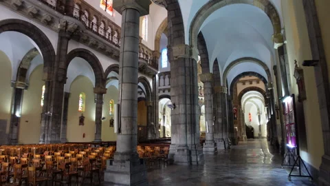 Walking through cathedral in Tunis, religion and architecture in Tunisia Stock Footage 345035808