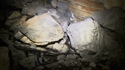 Walking through the cave. Inside the cave Stock Footage 994988