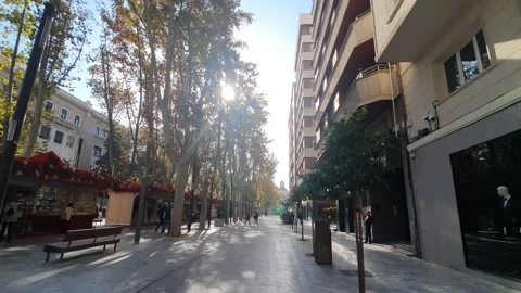 Walking through the center of Murcia. Great avenue.. Murcia. Spain. Stock Footage 224872157