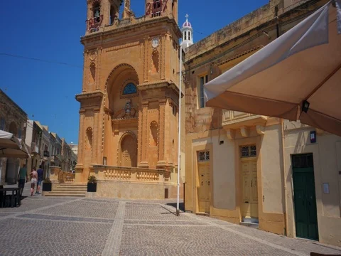 Walking through City Back Alleys in Old Town of Mdina Malta Stock Footage 79978645