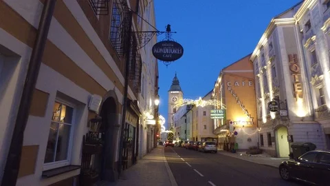 Walking through the city of enns, upper austria Stock Footage 126964433