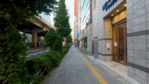Walking through the city in the morning Stock Footage 252694277