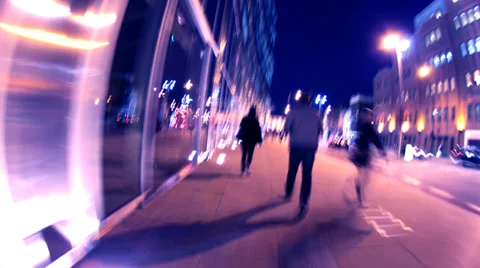 Walking through city at night Stock Footage 37786837