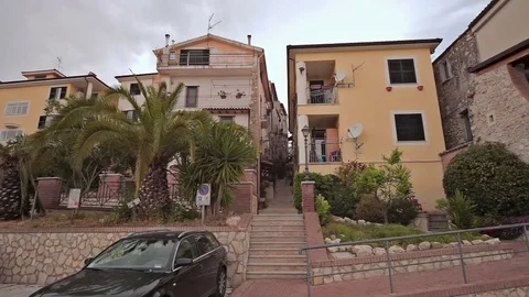 Walking through the city streets Minturno Italy Stock Footage 75038289