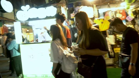 Walking Through Crowded Shilin Night Market in Taipei, Taiwan Stock Footage 106502295