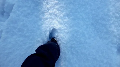 Walking through deep fresh snow Stock Footage 88863142