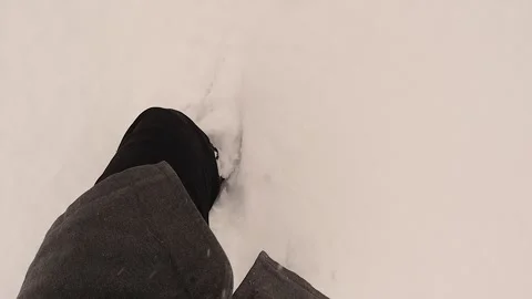Walking Through Deep Snow in Erzurum, Turkey Winter POV Footsteps Scene Video stock 329096019