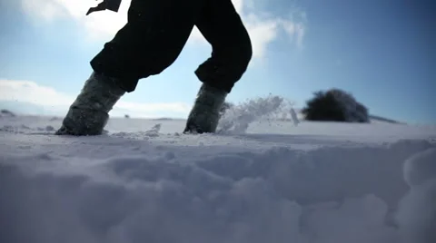 Walking through the deep snow. More contrast Video stock 62950037