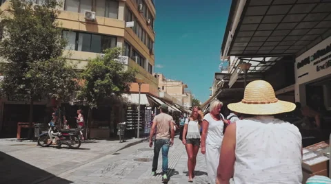 Walking Through the Downtown of Heraklion Stock Footage 59958819