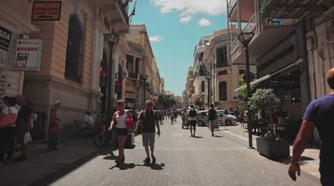 Walking Through the Downtown of Heraklion 스톡 동영상 59960587