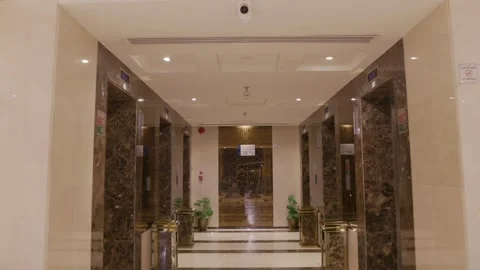 Walking Through Elevator Hall Of A Business Hotel In Middle East - POV Stock Footage 273560323