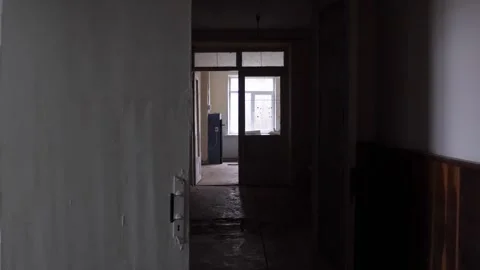 Walking through empty abandoned old hospital. Stock Footage 283292736