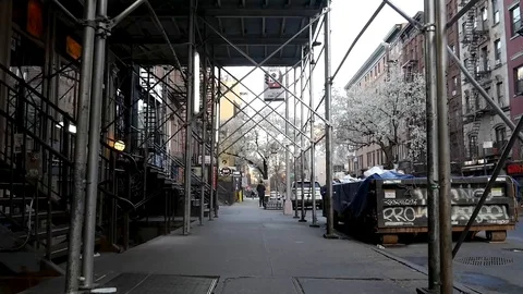 Walking Through Empty St Marks Street Spring NYC Coronavirus Lockdown Stock Footage 127269860