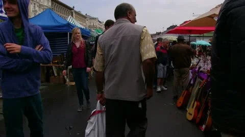 Walking through flea market Stock Footage 22242859