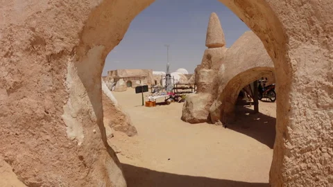 Walking through former Star Wars film location of Onk Jemal near Tozeur Tunisia Stock Footage 322984088