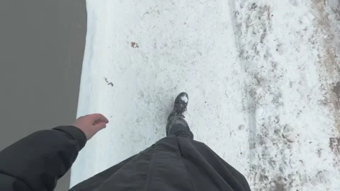 Walking through fresh snow POV winter scene Stock Footage 323769857