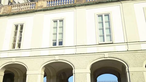 Walking through the gate of Bavarian baroque castle Stock Footage 165701439