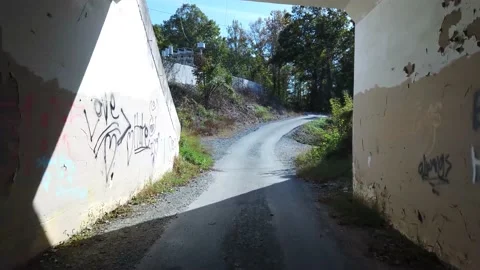 Walking Through Graffiti Filled Tunnel 動画素材 141463283